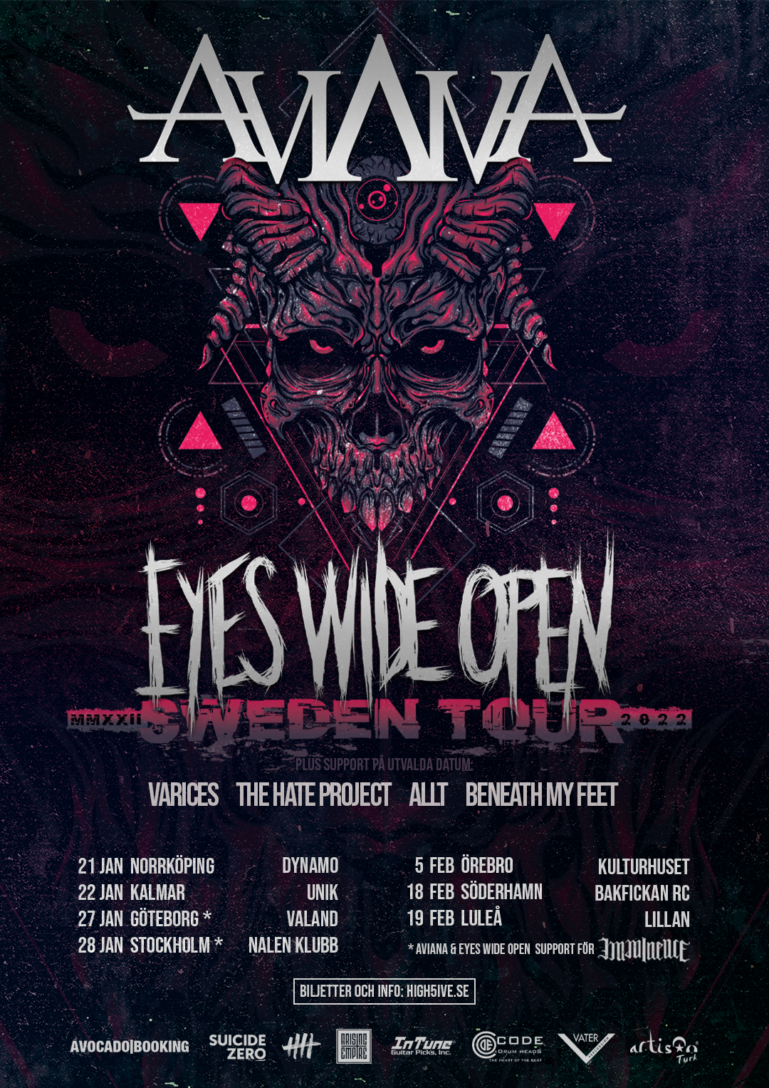 Aviana + Eyes Wide Open Tour 2022 Poster