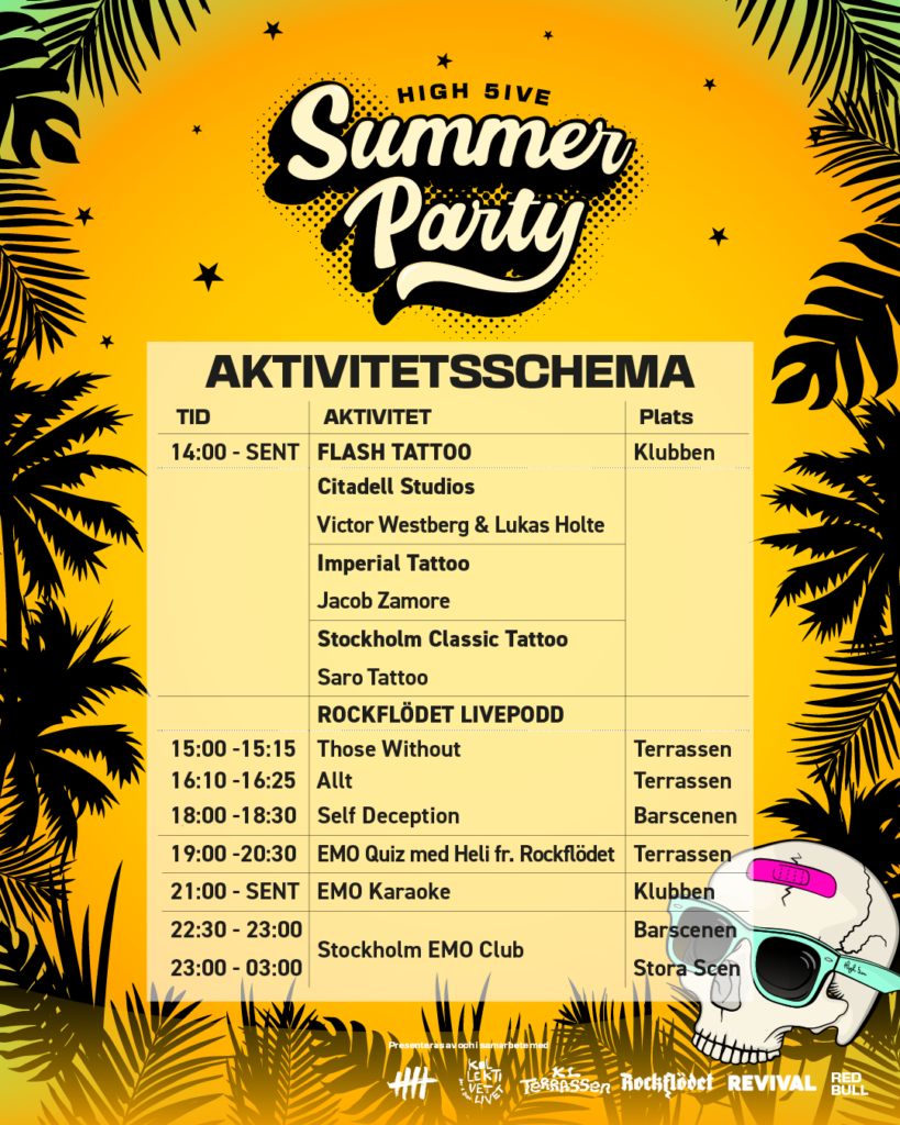 High 5ive Summer Party - Aktivitetsschema